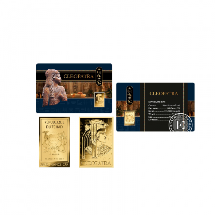 1/1000 oz auksinė moneta kortelėje Cleopatra, Čadas