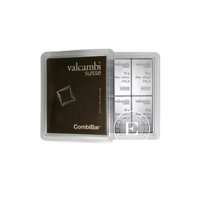 10 x 10 g sidabro luitai CombiBar Valcambi 999.0 