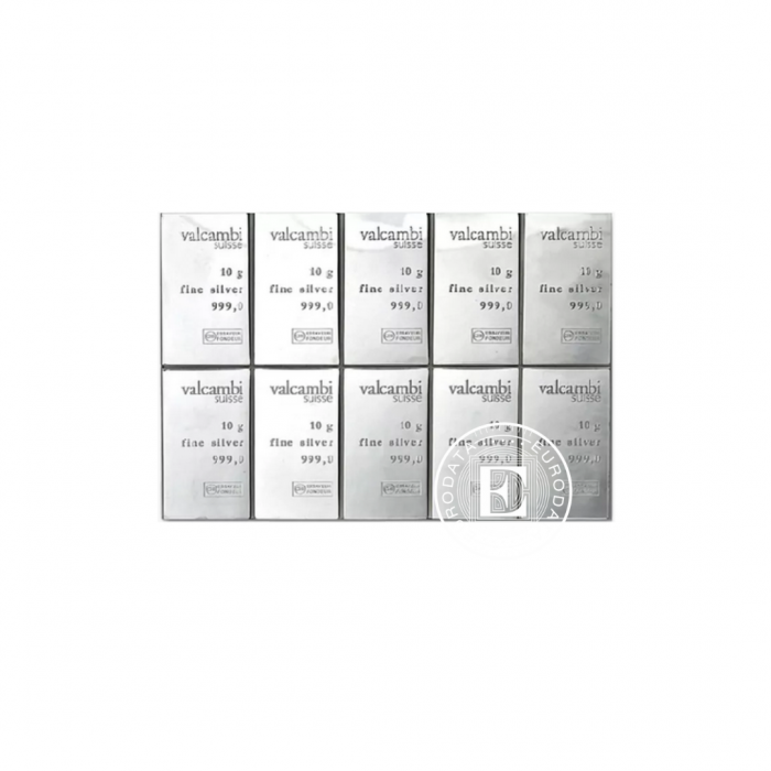10 x 10 g sidabro luitai CombiBar Valcambi 999.0 
