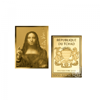 1/1000 oz aukso luitas - moneta Leonardo da Vinci Paintings – Salvator Mundi, Čadas