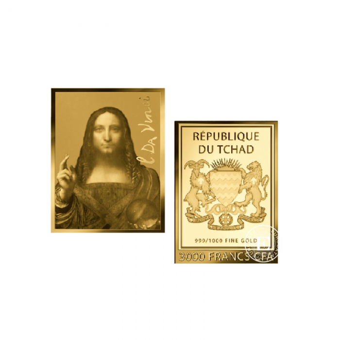 1/1000 oz aukso luitas - moneta Leonardo da Vinci Paintings – Salvator Mundi, Čadas