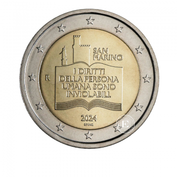 2 Eur moneta na karcie Declaration of the Rights of Citizens and Fundamental Principles of Government, San Marino 2024