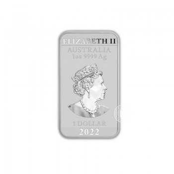 1 oz (31.10 g) prostokątna srebrna moneta Smok, Australia 2022