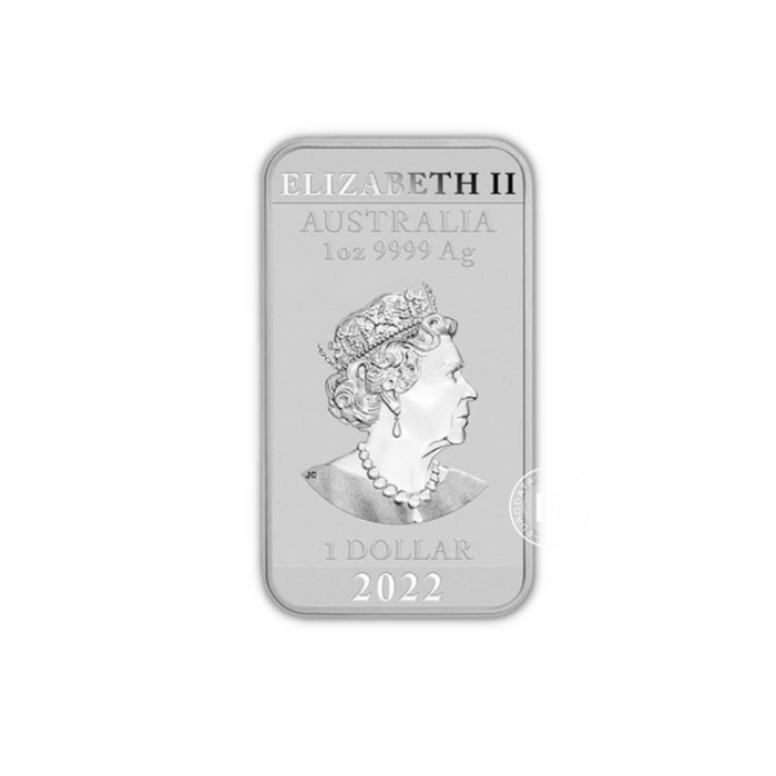 1 oz (31.10 g) prostokątna srebrna moneta Smok, Australia 2022