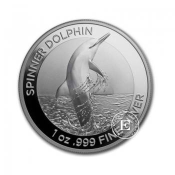 1 oz (31.10 g) srebrna moneta  Spinner Dolphin, Australia 2020