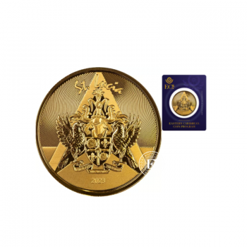 1 oz (31.10 g) auksinė moneta kortelėje EC8 - Herbas, Šv. Liucija 2023