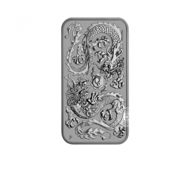 1 oz (31.10 g) sidabrinė stačiakampė moneta Double Drakonas, Australija 2020