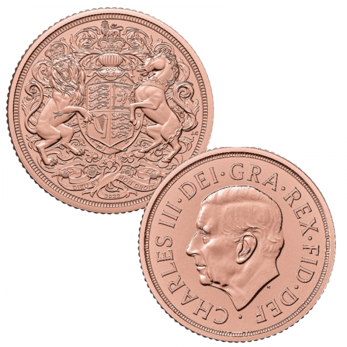 Pièce d'or (15.65 g) souverain sur la carte  The Memorial Double Sovereign, Grande-Bretagne 2022