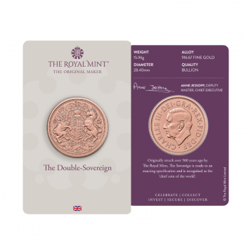 Auksinė moneta (15.65 g) soverenas kortelėje The Memorial Double Sovereign, Didžioji Britanija 2022