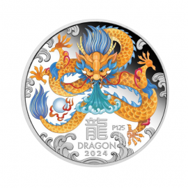 1 oz (31.10 g) sidabrinė spalvota moneta Lunar III -  Drakono metai, Australija 2024 