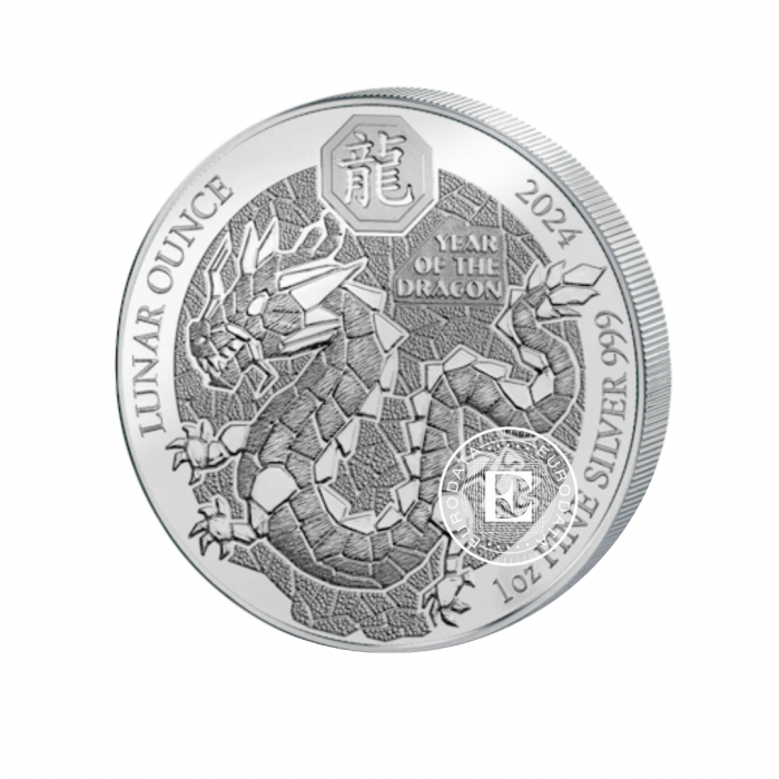 1 oz (31.10 g) Silbermünze Drache, Lunar, Rwanda 2024