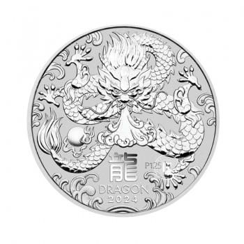 5 oz (155.50 g) sidabrinė moneta Lunar III -  Drakono metai, Australija 2024 