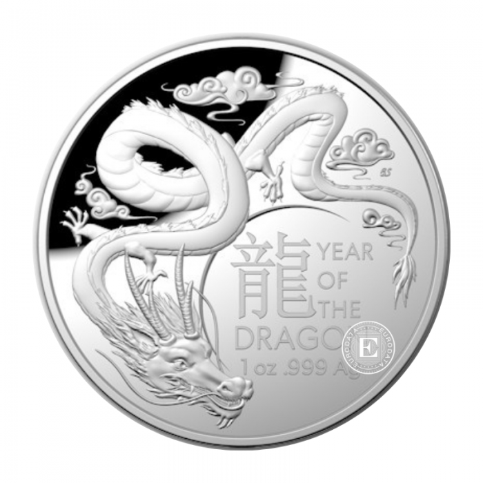 1 oz (31.10 g) silver PROOF coin Lunar RAM - Year of  Dragon, Australia 2024 (domed)