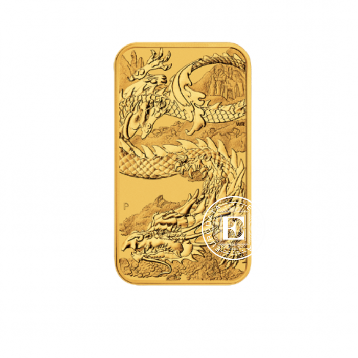 1 oz (31.10 g) prostokątna złota moneta Smok, Australia 2023