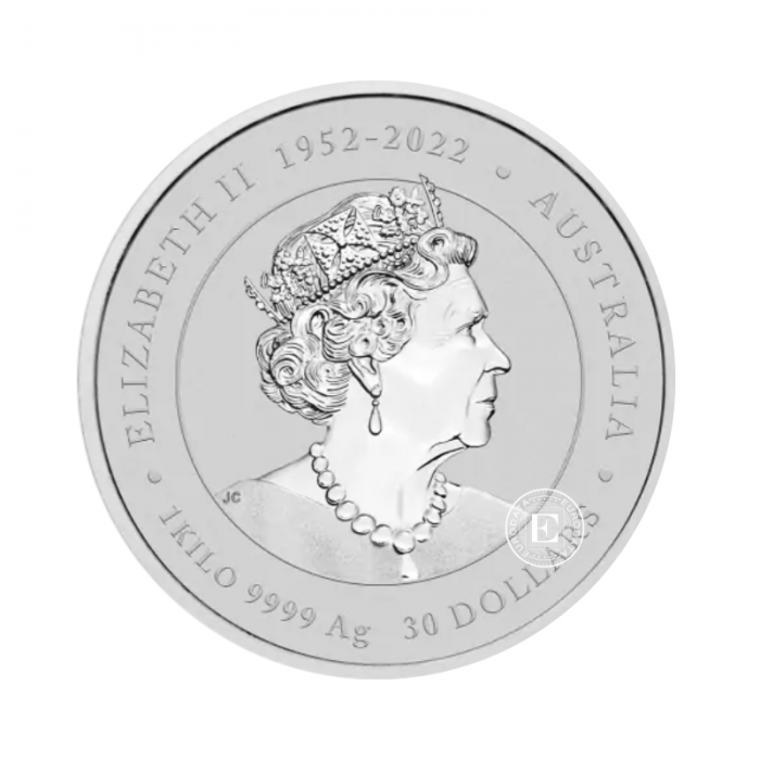 1 kg sidabrinė spalvota moneta Lunar III -  Drakono metai, Australija 2024