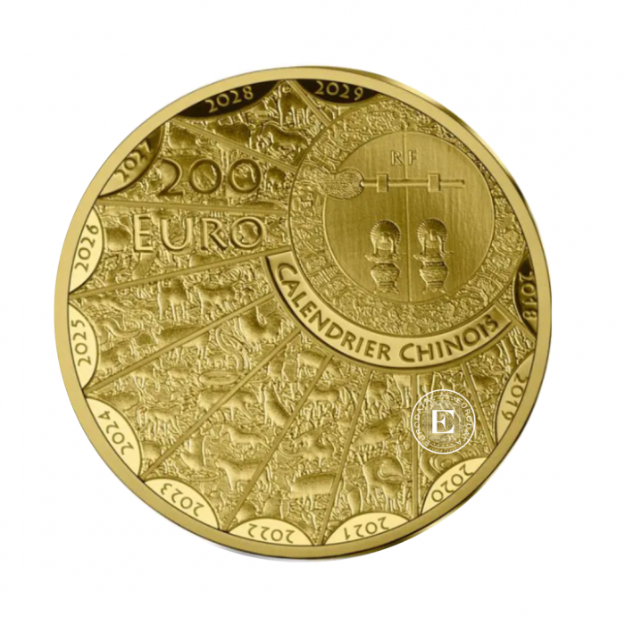 200 Eur (31.10 g) złota PROOF moneta Lunar III -  Dragon, Francja 2024 (z certyfikatem)