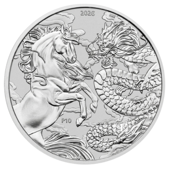 1 oz (31.10 g) sidabrinė moneta Kinijos mitai ir legendos – Drakonas ir Arklys,  Australija 2026