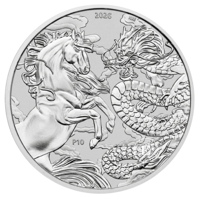 1 oz (31.10 g) sidabrinė moneta Kinijos mitai ir legendos – Drakonas ir Arklys,  Australija 2026
