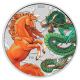 1 oz (31.10 g) sidabrinė spalvota moneta Kinijos mitai ir legendos – Drakonas ir Arklys,  Australija 2026 (raudona/žalia)