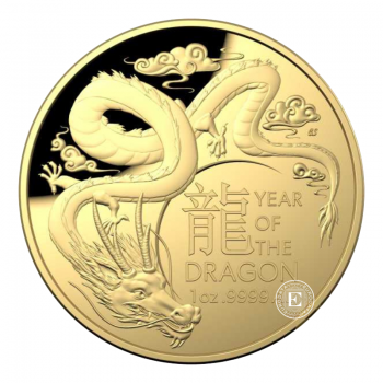 1 oz (31.10 g) goldmünze PROOF Lunar RAM - Year of  Dragon, Australien 2024