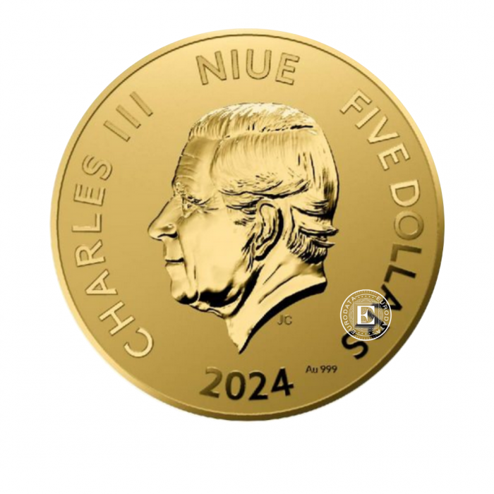 5 Dollar (1.24 g) Goldmünze Chinese Horoscope - Dragon, Niue 2024 (mit Zertifikat)