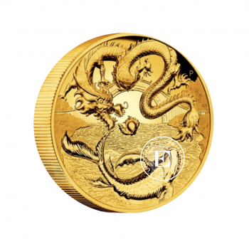 1 oz (31.10 g) pièce PROOF d'or Drache & Koi, Australie 2023 (avec un certificat)