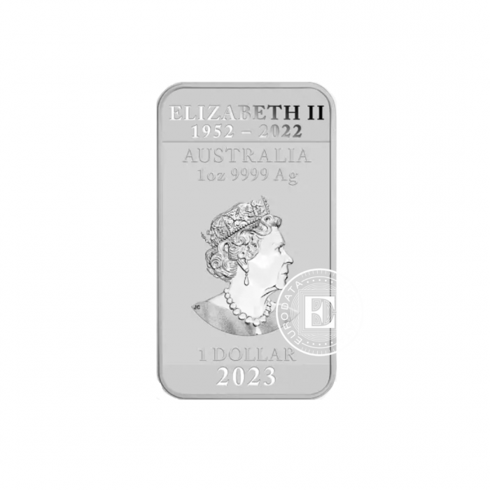 1 oz (31.10 g) sidabrinė stačiakampė moneta Drakonas, Australija 2023