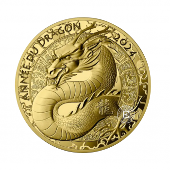 200 Eur (31.10 g) auksinė PROOF moneta Lunar - Drakonas, Prancūzija 2024 (su sertifikatu)