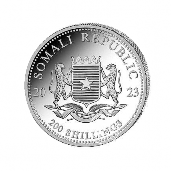 2 oz (62.20g) sidabrinė moneta Afrikos laukinė gamta - Dramblys, Somalis 2023