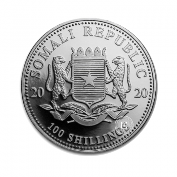 1 oz (31.10 g) sidabrinė moneta Afrikos laukinė gamta - Dramblys, Somalis 2020