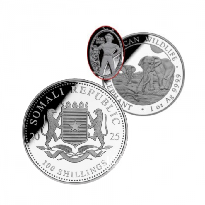 1 oz (31.10 g) pièce d'argent Faune Africaine - Éléphant - ANA Oklahoma City, Somalie 2025
