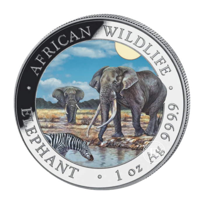 1 oz (31.10 g) Silbermünze farbig Afrikanische Tierwelt – Elefant, Somalia 2026