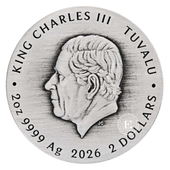 2 oz (62.20 g) sidabrinė spalvota moneta Dune Scourge of Desert Sea, Tuvalu 2026 (Antigue Finish)