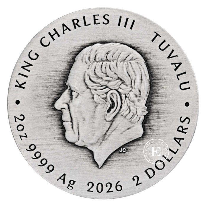 2 oz (62.20 g) sidabrinė spalvota moneta Dune Scourge of Desert Sea, Tuvalu 2026 (Antigue Finish)
