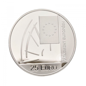25 Eur (22.85 g) sidabrinė PROOF moneta kortelėje Europos Parlamento rinkimų 25-metis, Liuksemburgas 2004