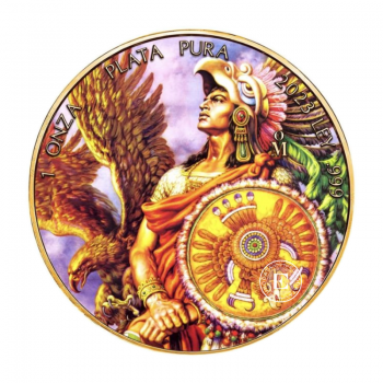 1 oz (31.10 g) sidabrinė spalvota moneta Libertad - Paskutinis actekų imperatorius, Meksika 2024 (paauksuota)