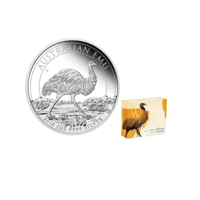 1 oz (31.10 g) srebrna PROOF moneta Australijski Emu, Australia 2018
