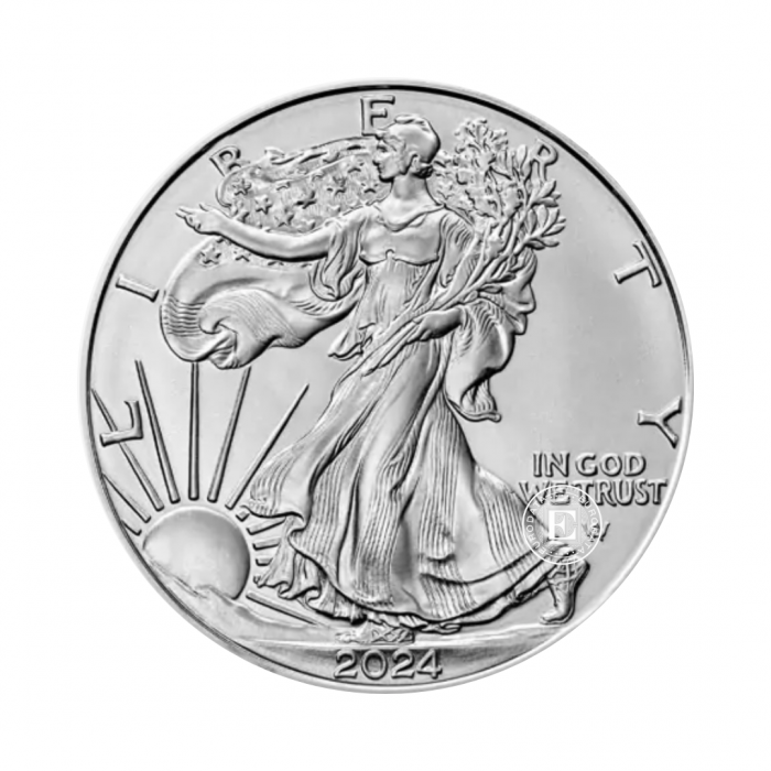 1 oz (31.10 g) sidabrinė moneta Amerikos Erelis, JAV 2024