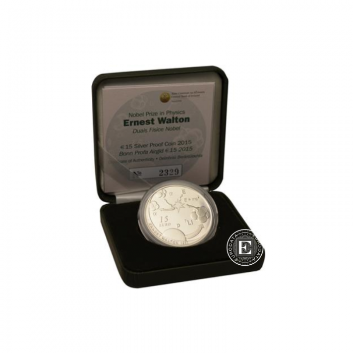 15 Eur (28.28 g) pièce d'argent PROOF  Ernest Walton, Irlande 2015