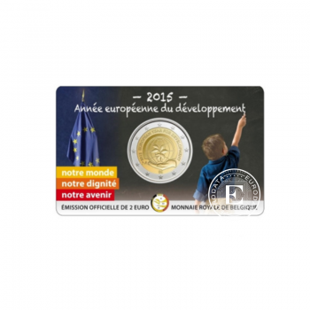 Pièce de 2 euros sur la carte Année européenne pour le développement,  Belgique 2015 (FR version)
