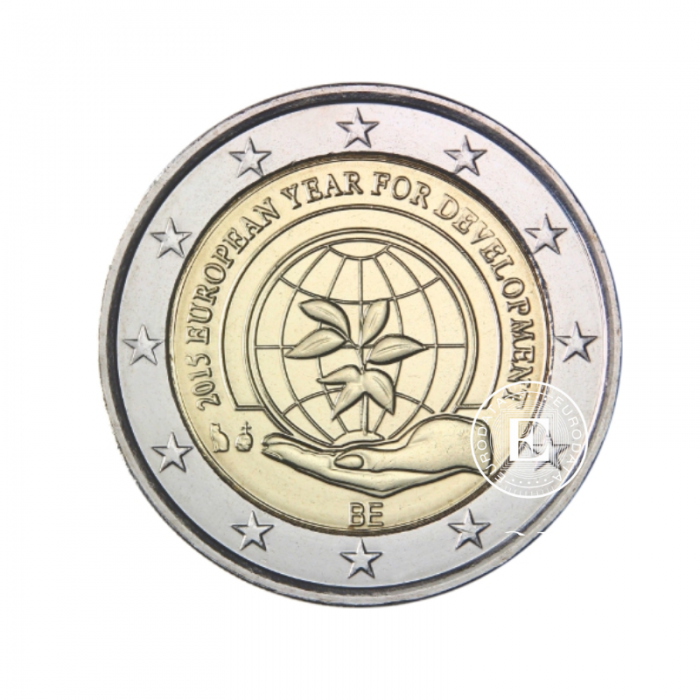 2 Eur coin on card European Year for Development, Belgium 2015 (FR version)