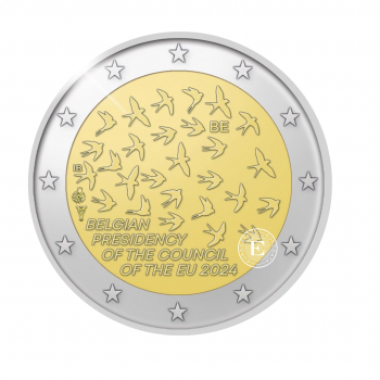 2 Eur moneta na karcie EU presidency, Belgia 2024 (NL version)