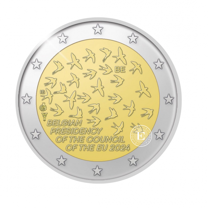 2 Eur coin on card EU presidency, Belgium 2024 (NL version)