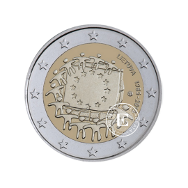 2 Eur pièce 30e anniversaire du drapeau de l'UE, Lituanie 2015