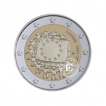 2 Eur Münze 30 Jahrestag der EU Flagge, Litauen 2015