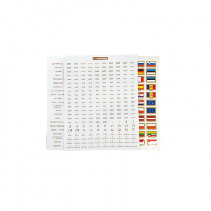 Jeu d'étiquettes pour les pièces en euros, Leuchtturm