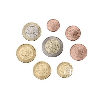  Euro monetų rinkinys nuo 1 cento iki 2 eurų, Lietuva (Mix metai)   