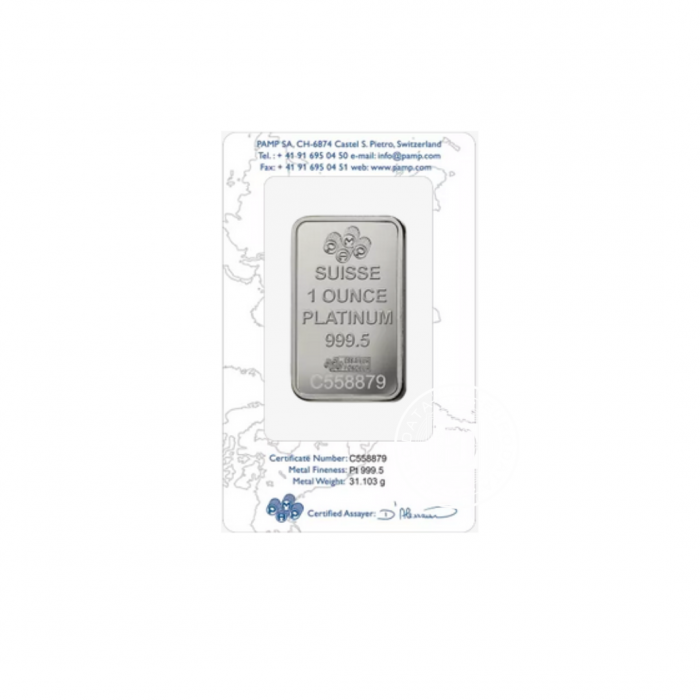 1 oz (31.10 g)  lingot de platine Fortuna PAMP 999.5