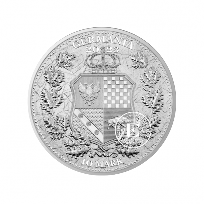2 oz (62.20 g) sidabrinė moneta kortelėje Alegorijos - Galia & Germania, Lenkija 2023 (su sertifikatu)