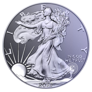 1 oz (31.10 g) titano moneta Amerikos erelis, JAV 2027